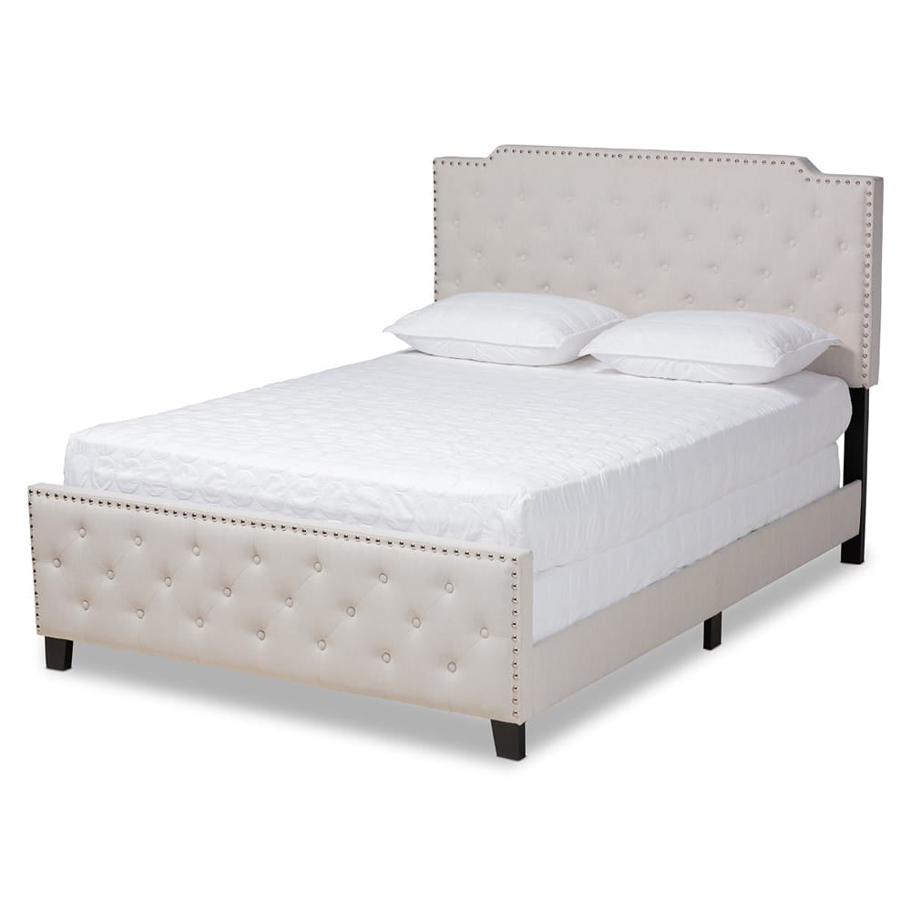 Baxton Studio - Marion Queen Size Bed in Beige/Black - Marion-Beige-Queen view 1