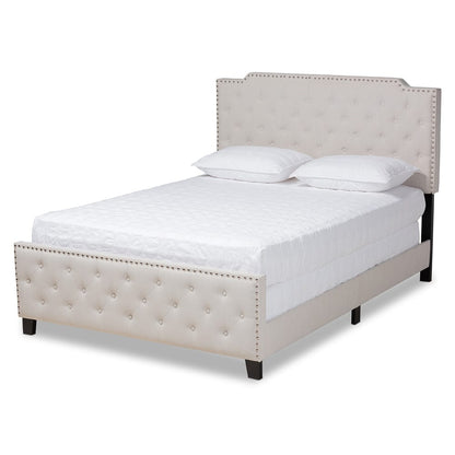 Baxton Studio - Marion Queen Size Bed in Beige/Black - Marion-Beige-Queen view 1
