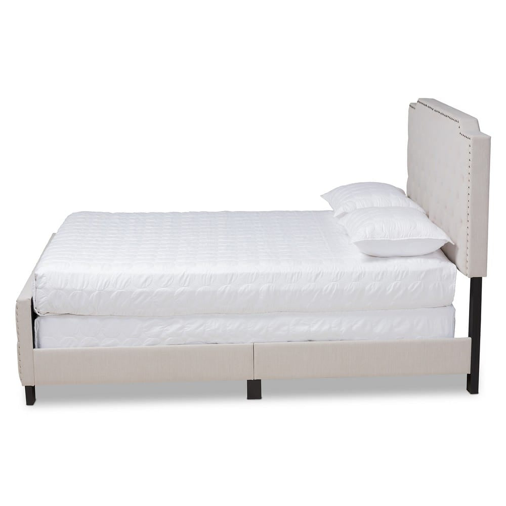Baxton Studio - Marion Queen Size Bed in Beige/Black - Marion-Beige-Queen view 2
