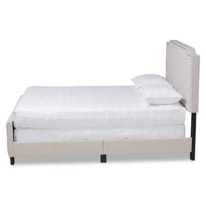 Baxton Studio - Marion Queen Size Bed in Beige/Black - Marion-Beige-Queen view 2