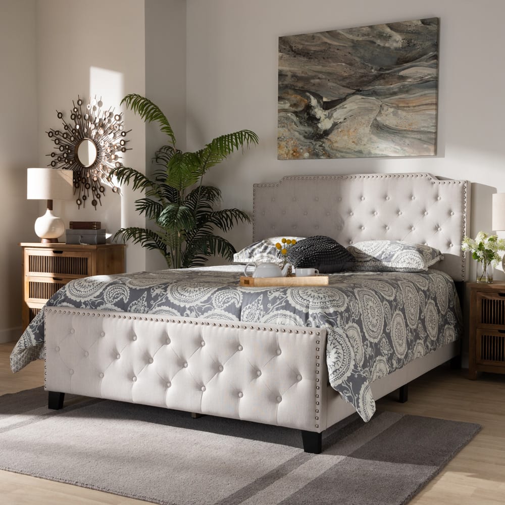 Baxton Studio - Marion Queen Size Bed in Beige/Black - Marion-Beige-Queen view 6