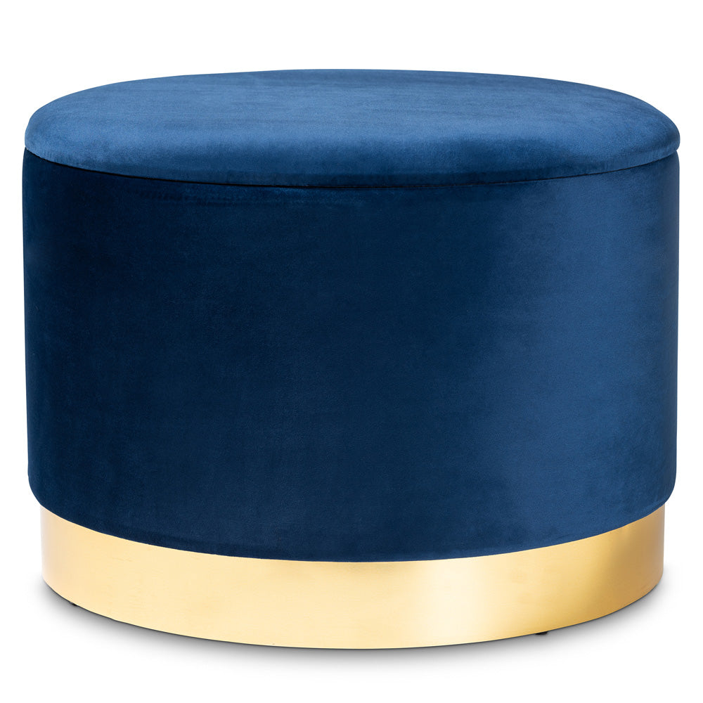 Baxton Studio - Marisa Ottoman in Navy Blue/Gold - JY19A221-Navy/Gold-Otto view 1