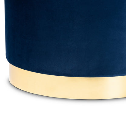 Baxton Studio - Marisa Ottoman in Navy Blue/Gold - JY19A221-Navy/Gold-Otto view 4