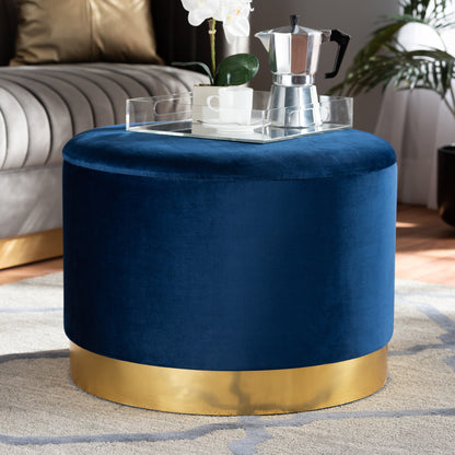 Baxton Studio - Marisa Ottoman in Navy Blue/Gold - JY19A221-Navy/Gold-Otto view 5