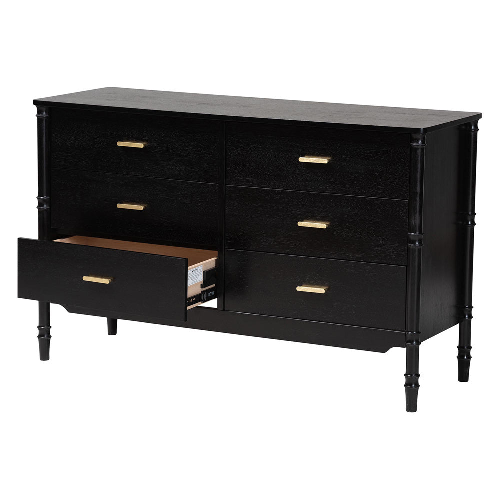 Baxton Studio - Marisela Dresser in Black - MG9014-Black 9990-6DW-Dresser view 2