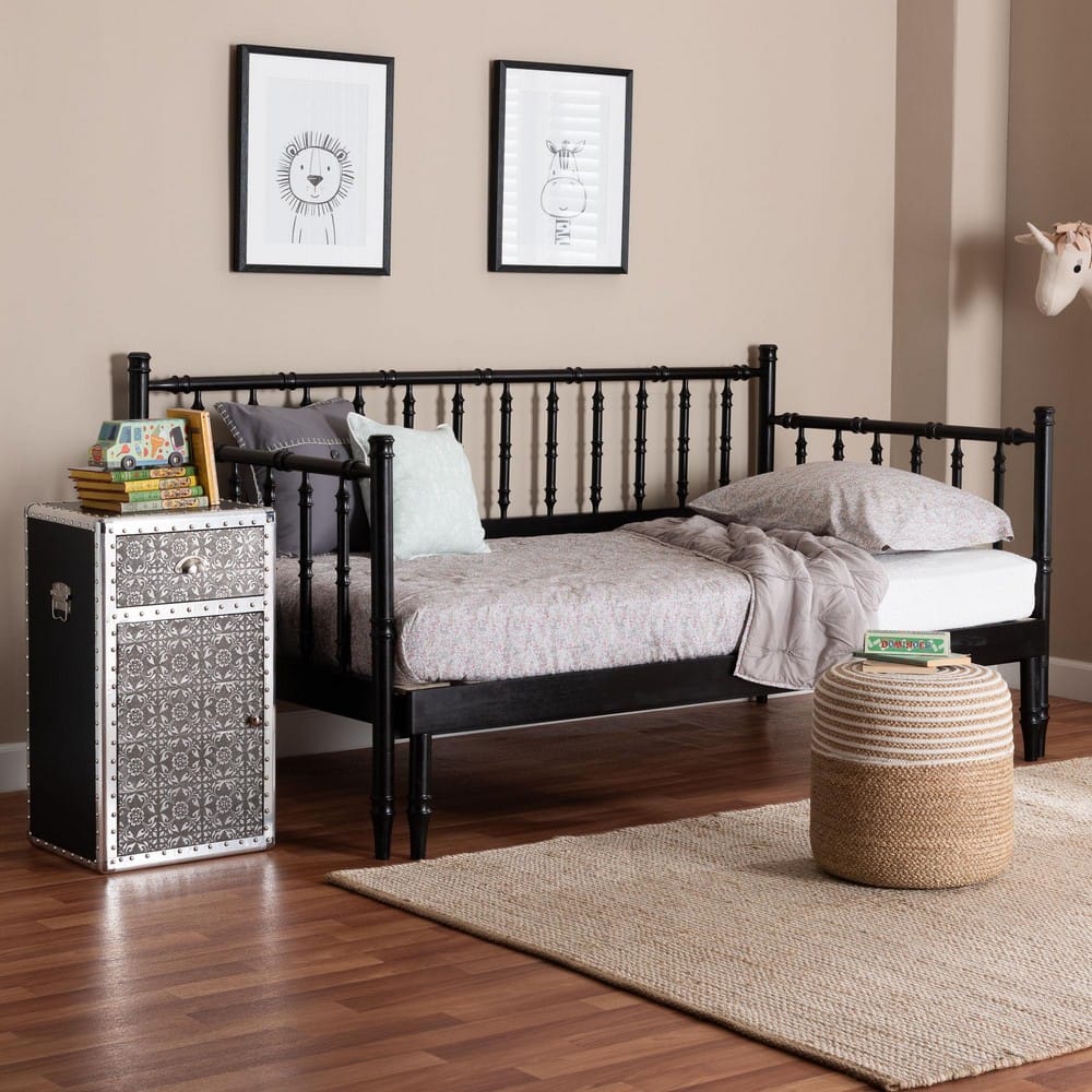 Baxton Studio - Marisela Expandable Daybed in Black - MG0246-4-Black-Twin to King-Daybed view 9