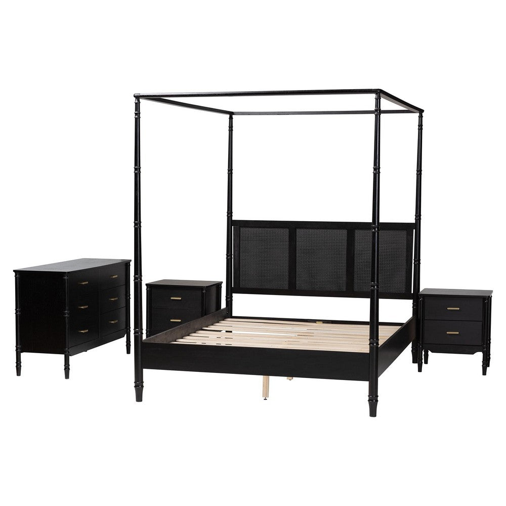 Baxton Studio - Marisela King Bedroom Set in Black - Jabari-Black-King 4PC Bedroom Set view 2