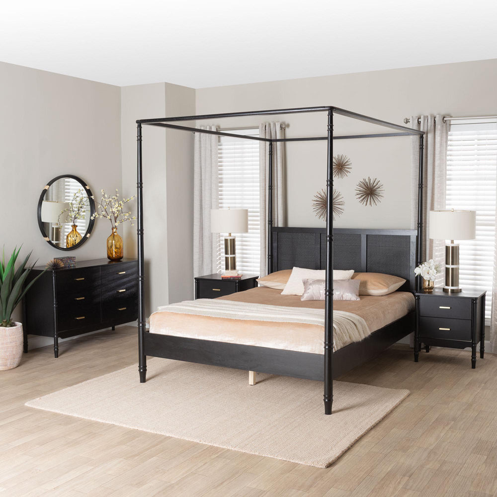 Baxton Studio - Marisela King Bedroom Set in Black - Jabari-Black-King 4PC Bedroom Set view 11