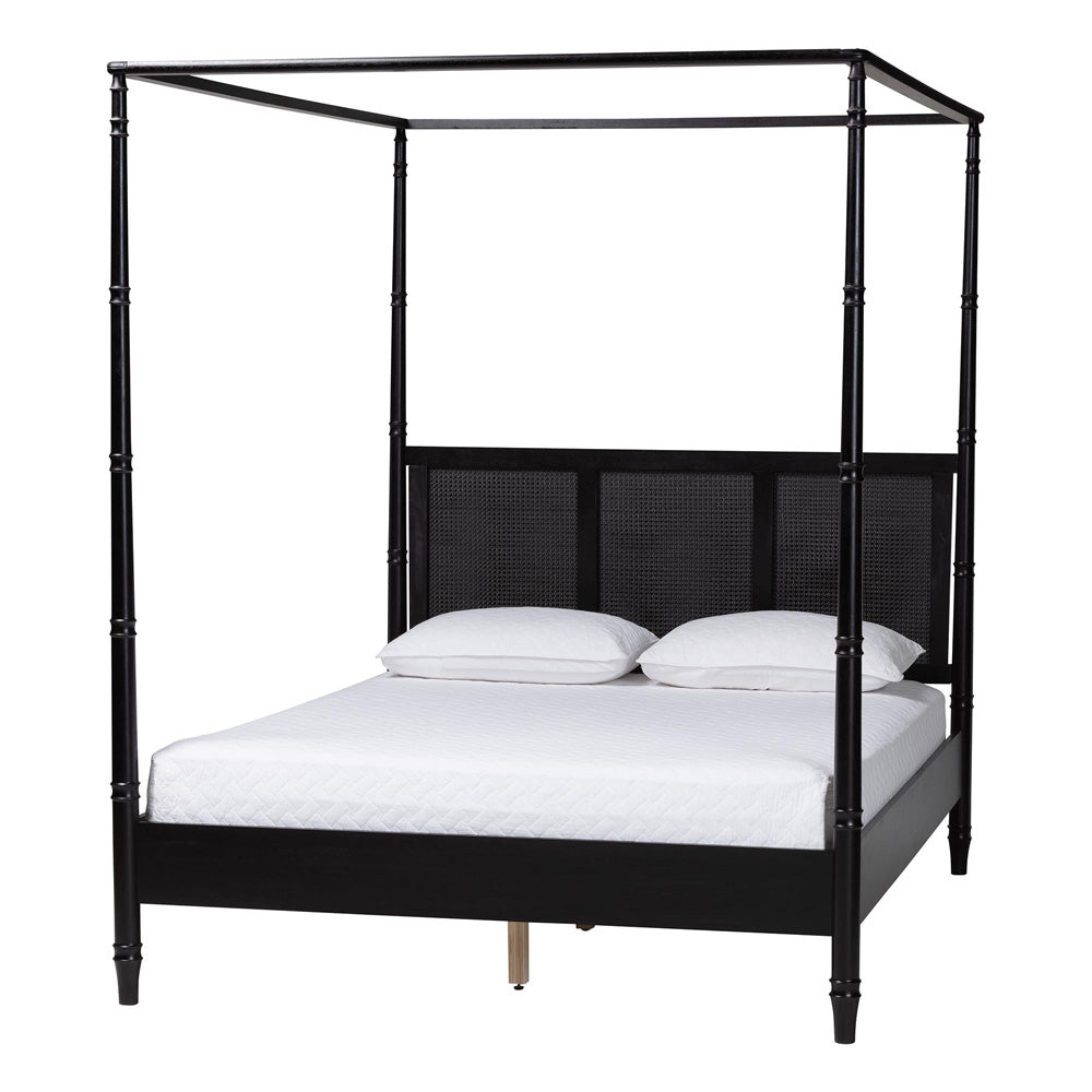 Baxton Studio - Marisela King Size CaNopy Bed in Black - MG0246-2-Black-King-CaNopy Bed view 1