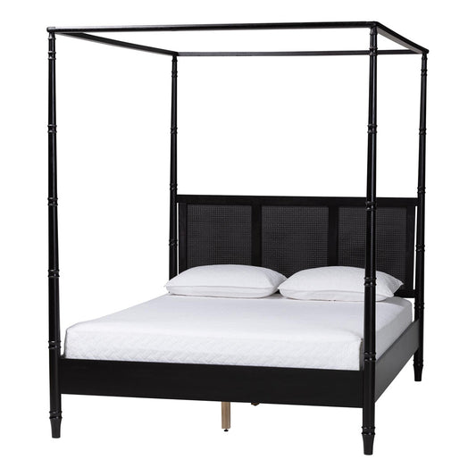 Baxton Studio - Marisela King Size CaNopy Bed in Black - MG0246-2-Black-King-CaNopy Bed view 1
