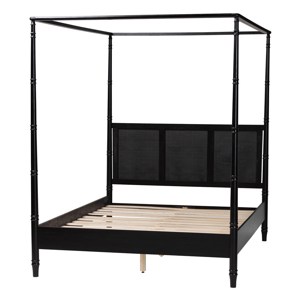 Baxton Studio - Marisela King Size CaNopy Bed in Black - MG0246-2-Black-King-CaNopy Bed view 3