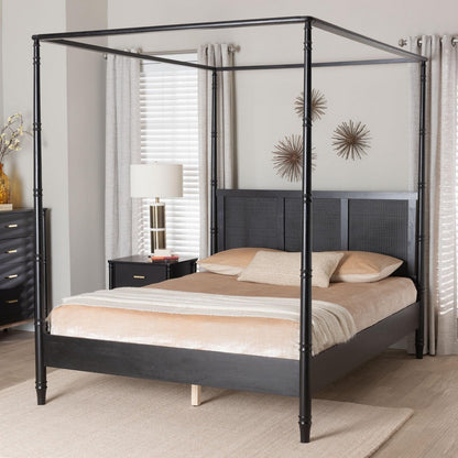Baxton Studio - Marisela King Size CaNopy Bed in Black - MG0246-2-Black-King-CaNopy Bed view 7