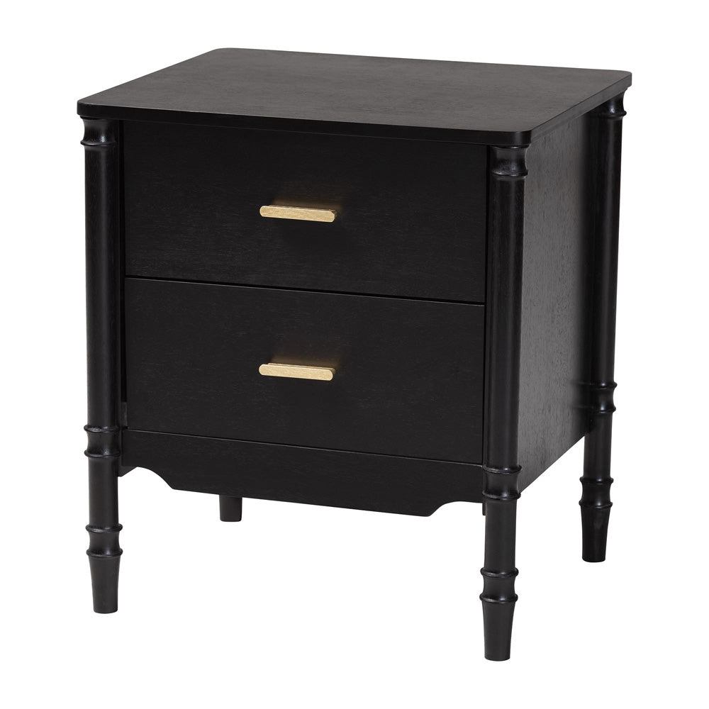Baxton Studio - Marisela Nightstand in Black - MG9014-Black 9990-2DW-NS view 1