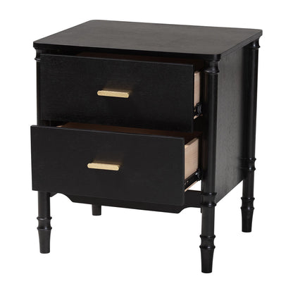 Baxton Studio - Marisela Nightstand in Black - MG9014-Black 9990-2DW-NS view 2