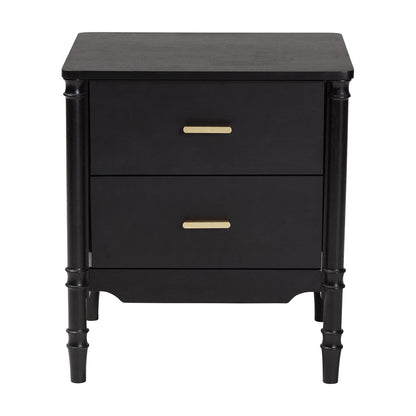 Baxton Studio - Marisela Nightstand in Black - MG9014-Black 9990-2DW-NS view 3