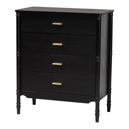 Baxton Studio - Marisela Queen Bedroom Set in Black - Abeni-Black-Queen 4PC Bedroom Set view 4