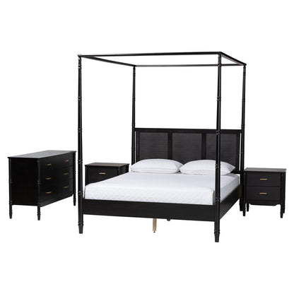 Baxton Studio - Marisela Queen Bedroom Set in Black - Jabari-Black-Queen 4PC Bedroom Set view 1