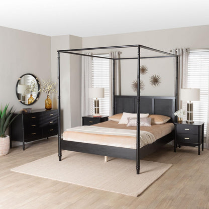 Baxton Studio - Marisela Queen Bedroom Set in Black - Jabari-Black-Queen 4PC Bedroom Set view 11