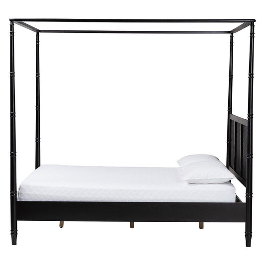 Baxton Studio - Marisela Queen Size CaNopy Bed in Black - MG0246-2-Black-Queen-CaNopy Bed view 2