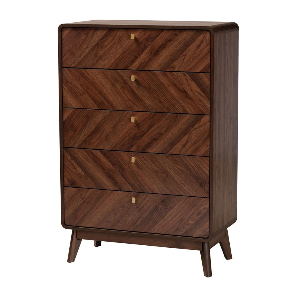 Baxton Studio - Markell Chest in Walnut Brown/Gold - LV44COD4423WI-CLB-5DW-Chest view 1