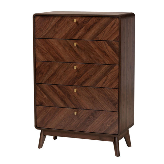 Baxton Studio - Markell Chest in Walnut Brown/Gold - LV44COD4423WI-CLB-5DW-Chest view 1
