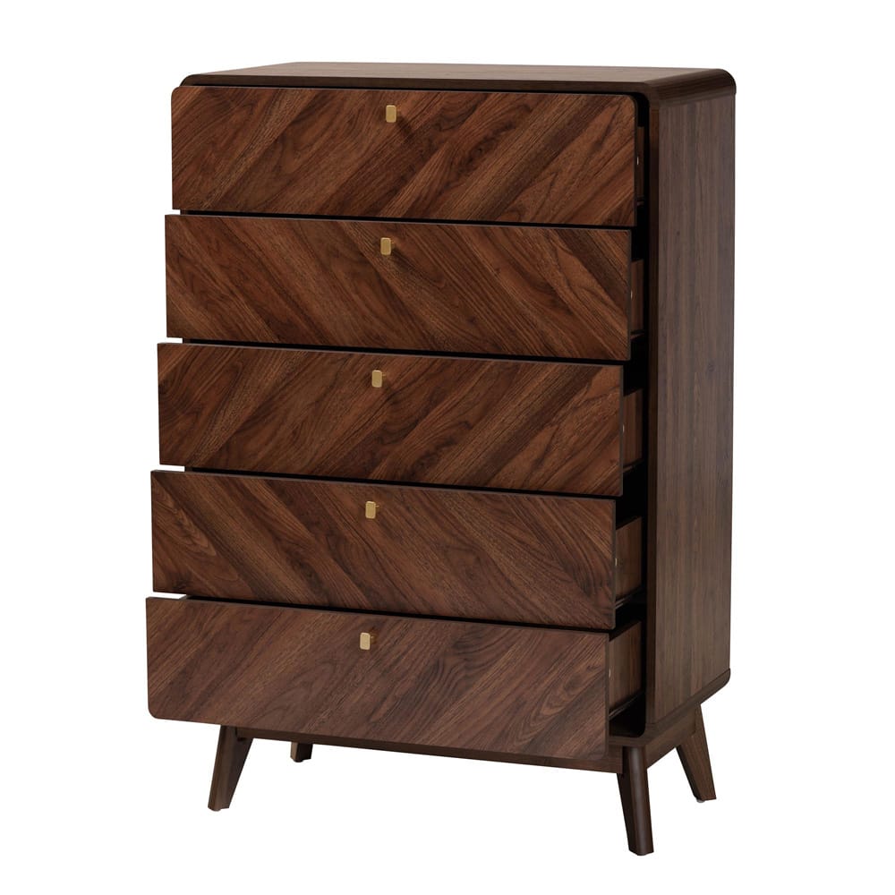 Baxton Studio - Markell Chest in Walnut Brown/Gold - LV44COD4423WI-CLB-5DW-Chest view 2