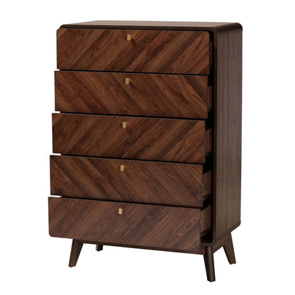 Baxton Studio - Markell Chest in Walnut Brown/Gold - LV44COD4423WI-CLB-5DW-Chest view 2