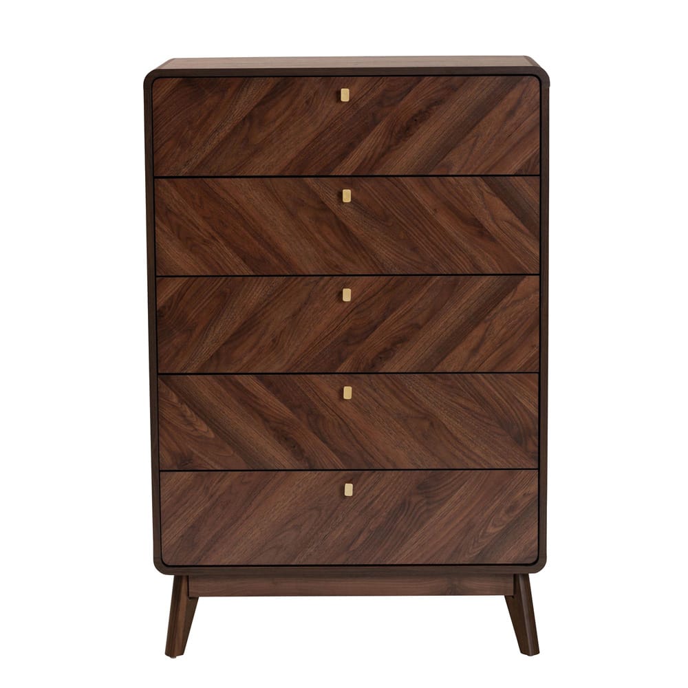 Baxton Studio - Markell Chest in Walnut Brown/Gold - LV44COD4423WI-CLB-5DW-Chest view 3
