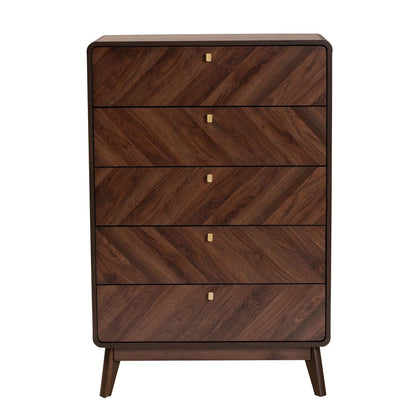 Baxton Studio - Markell Chest in Walnut Brown/Gold - LV44COD4423WI-CLB-5DW-Chest view 3