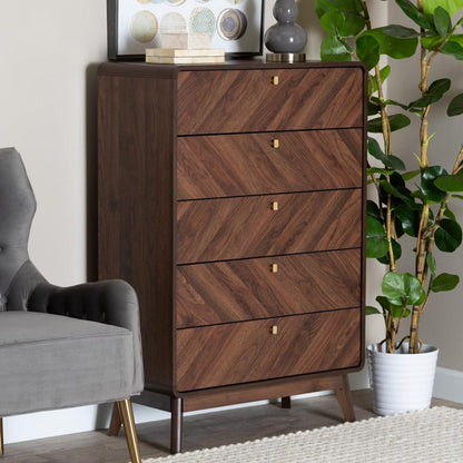 Baxton Studio - Markell Chest in Walnut Brown/Gold - LV44COD4423WI-CLB-5DW-Chest view 8