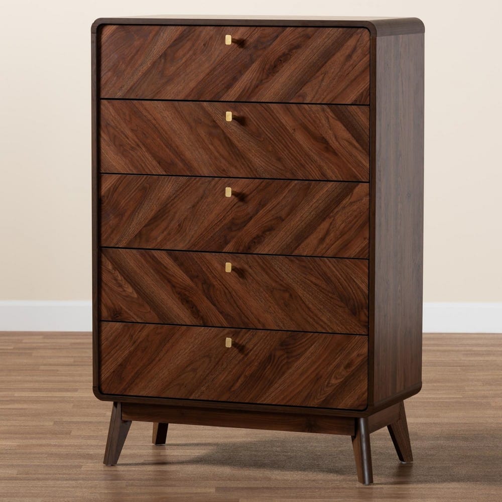 Baxton Studio - Markell Chest in Walnut Brown/Gold - LV44COD4423WI-CLB-5DW-Chest view 9