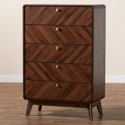 Baxton Studio - Markell Chest in Walnut Brown/Gold - LV44COD4423WI-CLB-5DW-Chest view 9
