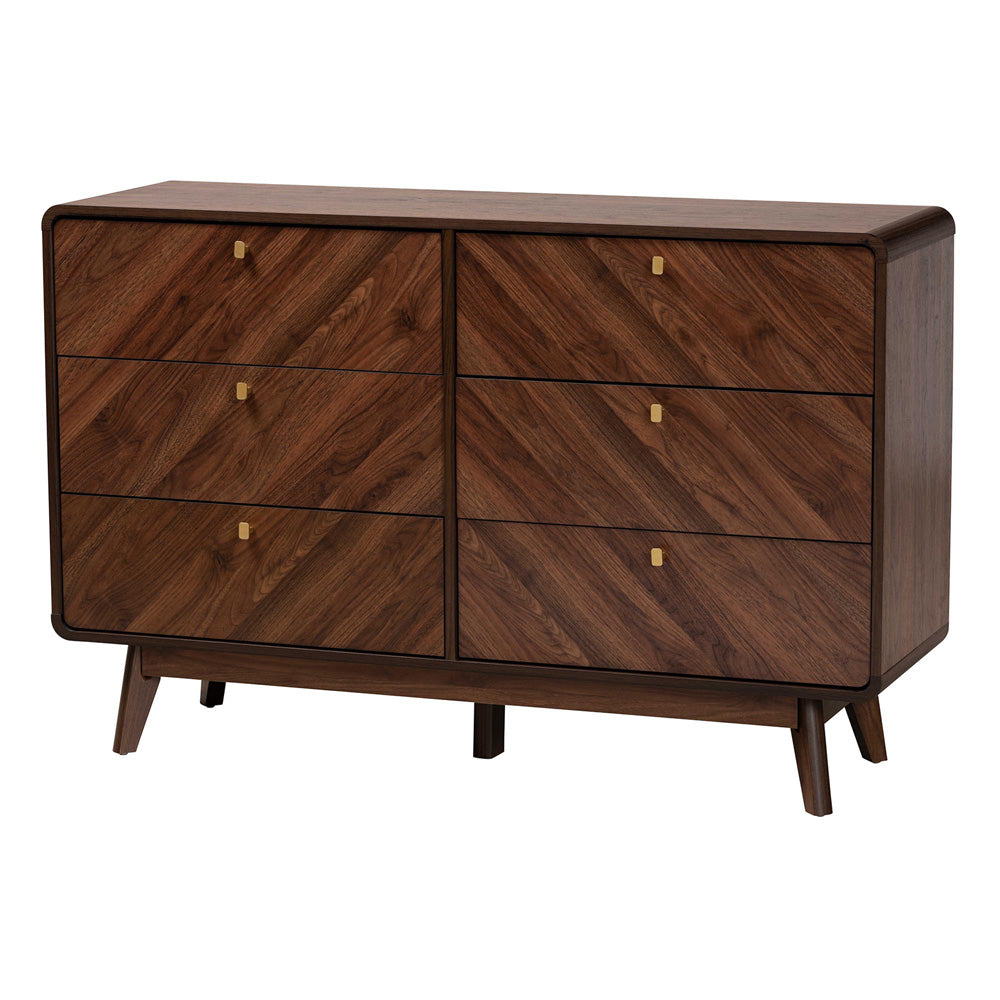 Baxton Studio - Markell Dresser in Walnut Brown/Gold - LV44COD44231WI-CLB-6DW-Dresser view 1