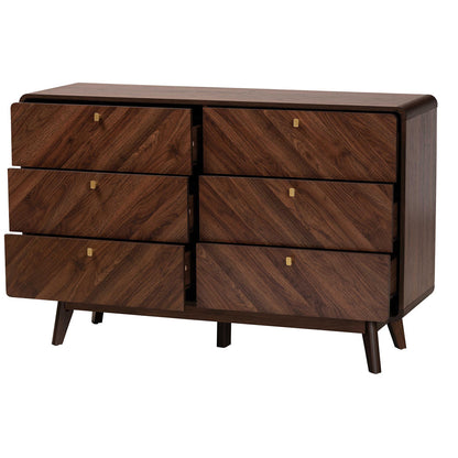 Baxton Studio - Markell Dresser in Walnut Brown/Gold - LV44COD44231WI-CLB-6DW-Dresser view 2