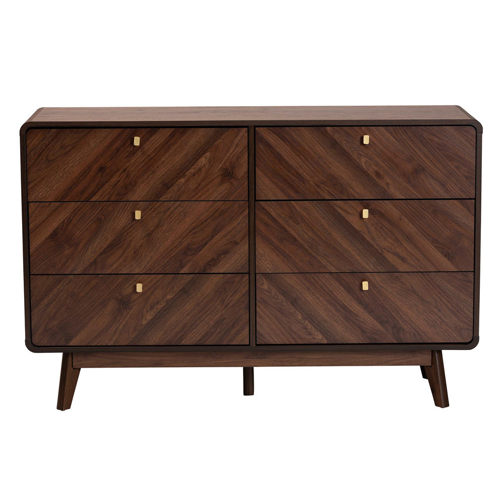 Baxton Studio - Markell Dresser in Walnut Brown/Gold - LV44COD44231WI-CLB-6DW-Dresser view 3