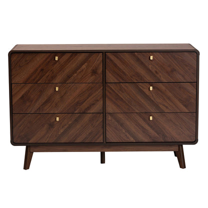 Baxton Studio - Markell Dresser in Walnut Brown/Gold - LV44COD44231WI-CLB-6DW-Dresser view 3