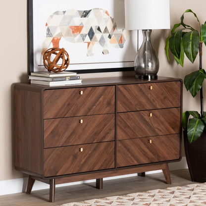 Baxton Studio - Markell Dresser in Walnut Brown/Gold - LV44COD44231WI-CLB-6DW-Dresser view 8