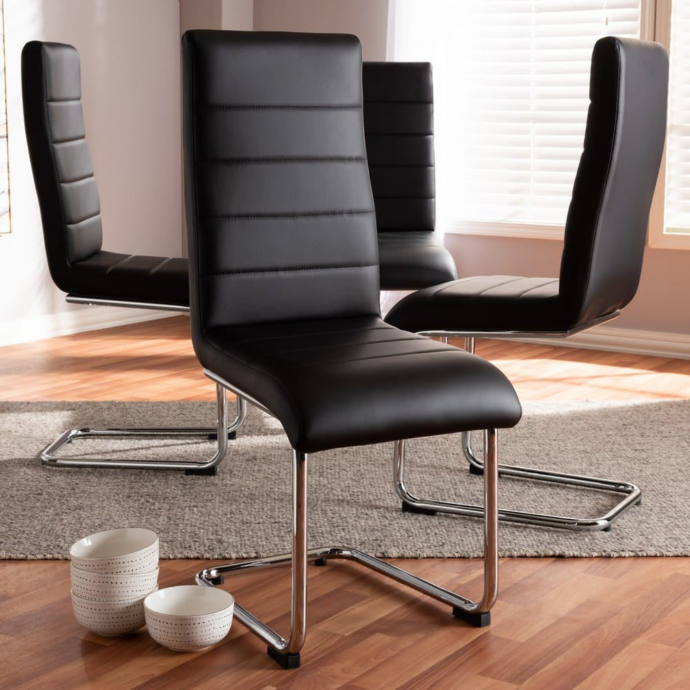 Baxton Studio - Marlys Set of 4 Dining Chairs in Black - DC004-Black-4PC-Set view 3