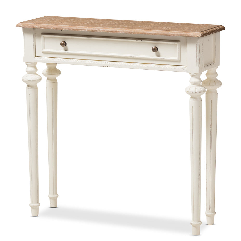 Baxton Studio - Marquetterie Console Table in White/Natural - PRL16VM(AR)/M view 1