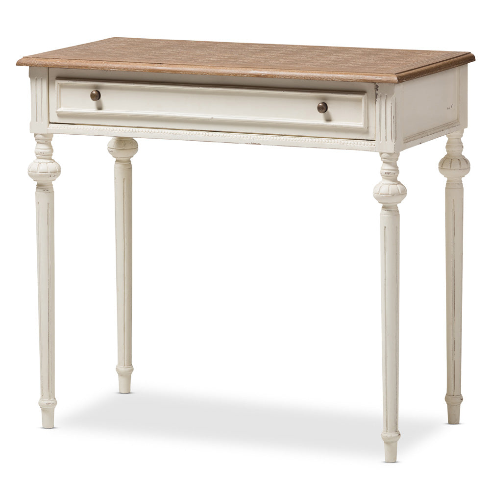 Baxton Studio - Marquetterie Desk in White/Natural - PRL5VM(AR)/M B view 1