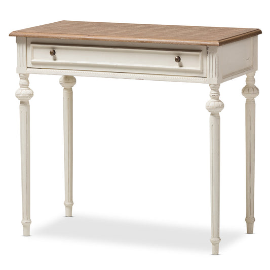 Baxton Studio - Marquetterie Desk in White/Natural - PRL5VM(AR)/M B view 1