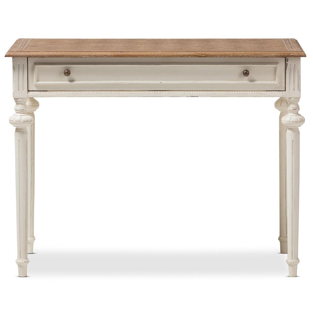 Baxton Studio - Marquetterie Desk in White/Natural - PRL5VM(AR)/M B view 2