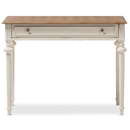 Baxton Studio - Marquetterie Desk in White/Natural - PRL5VM(AR)/M B view 2