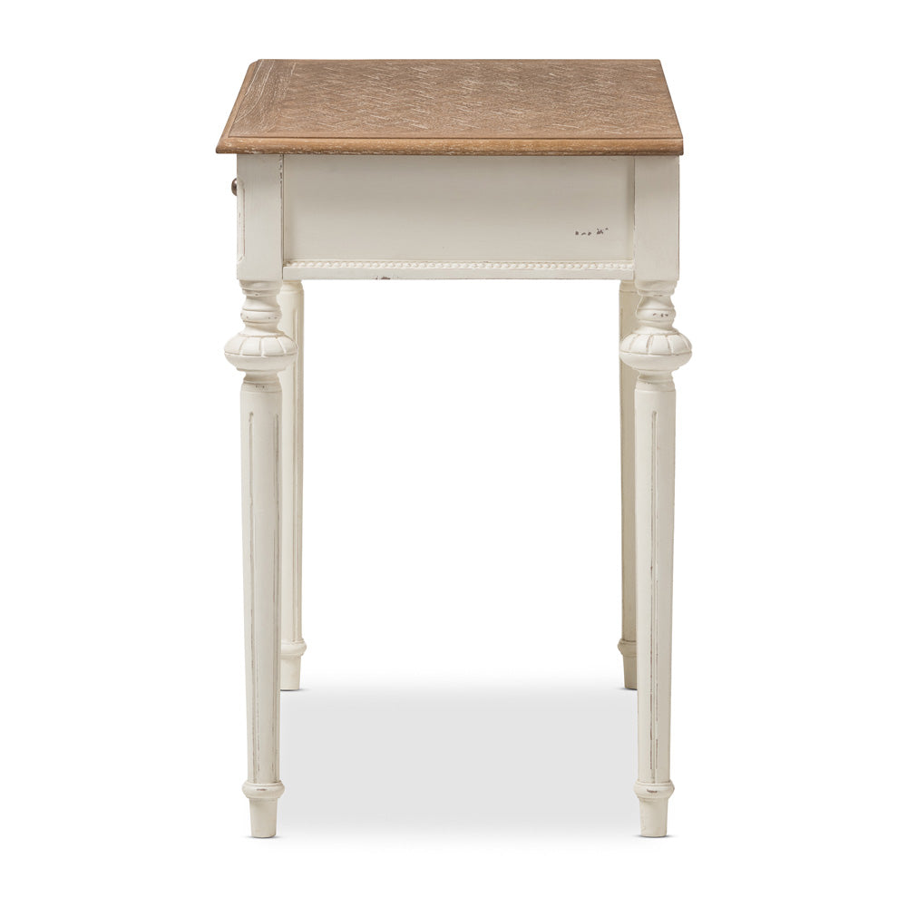 Baxton Studio - Marquetterie Desk in White/Natural - PRL5VM(AR)/M B view 3