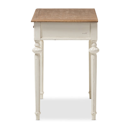 Baxton Studio - Marquetterie Desk in White/Natural - PRL5VM(AR)/M B view 3