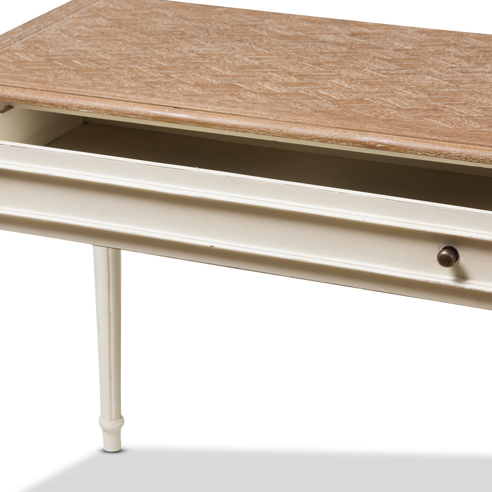 Baxton Studio - Marquetterie Desk in White/Natural - PRL5VM(AR)/M B view 5