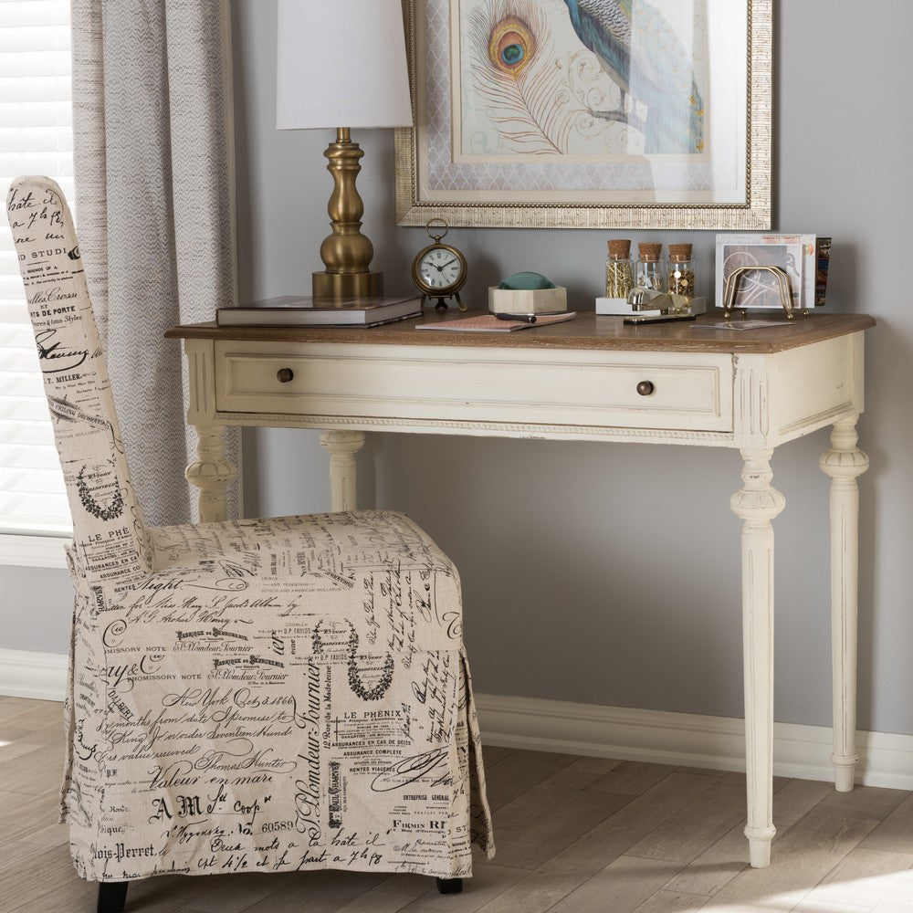 Baxton Studio - Marquetterie Desk in White/Natural - PRL5VM(AR)/M B view 7