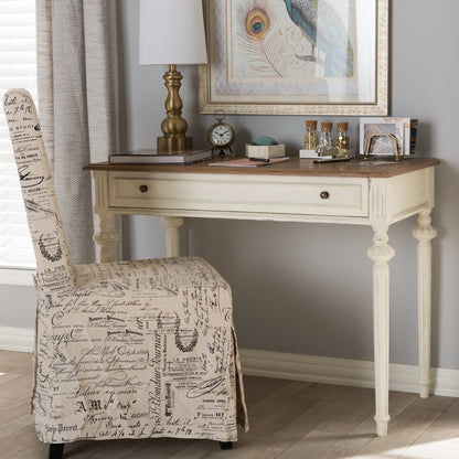 Baxton Studio - Marquetterie Desk in White/Natural - PRL5VM(AR)/M B view 7