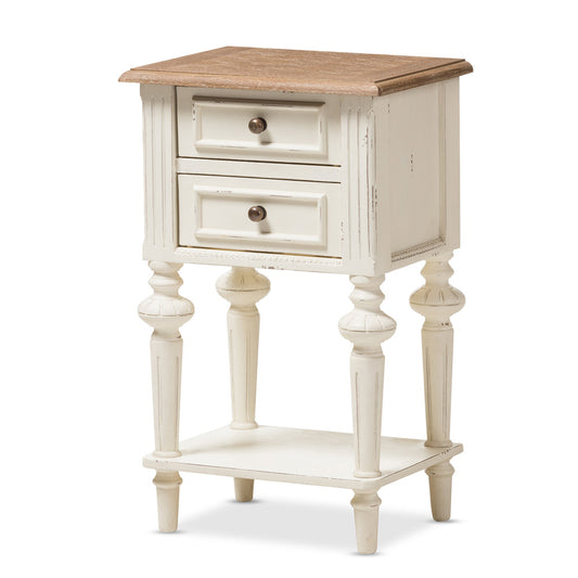 Baxton Studio - Marquetterie Nightstand in White/Natural - PRL8VM(AR)/M B view 1