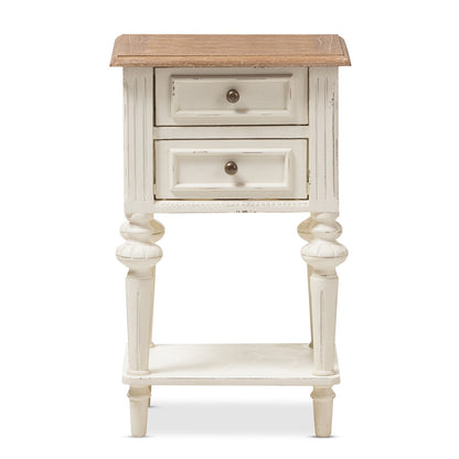 Baxton Studio - Marquetterie Nightstand in White/Natural - PRL8VM(AR)/M B view 2